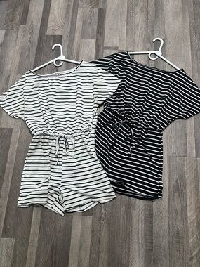 Emery Rose Set of 2 Striped Rompers